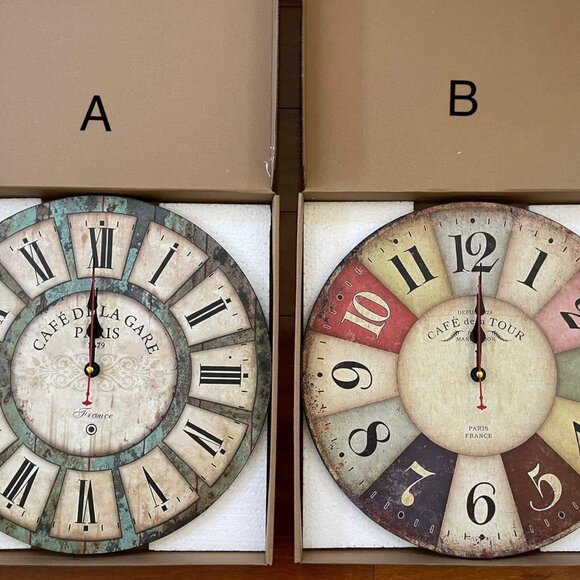 16" silent wooden round clock 2 styles - Picture 1 of 5